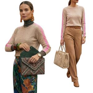 Lisa Todd Cashmere Blend Color Block Striped Sweaters S